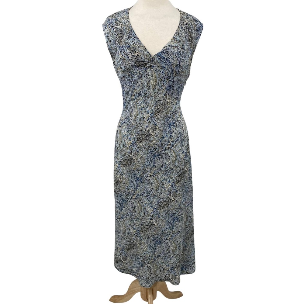 Vintage Blue and Cream Paisley Maxi Dress - Picture 3 of 8